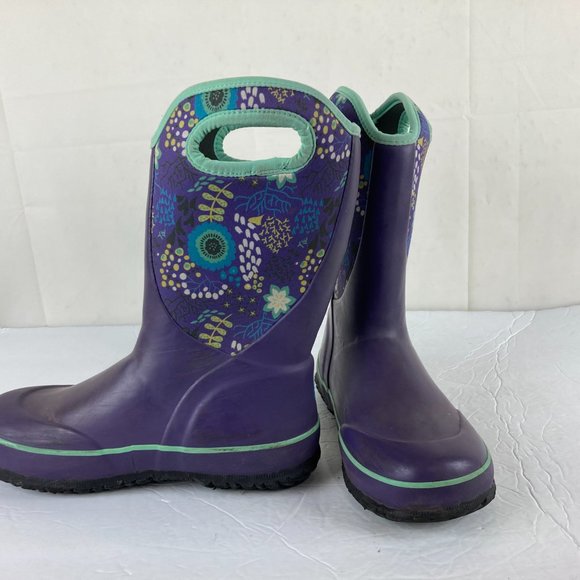 Bogs Girls Sz 3 Purple Winter Snow / Rain Mud Boots Insulated Waterproof - Picture 4 of 9